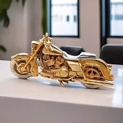 Подарочная бронзовая статуэтка «Мотоцикл» с позолотой — фотография 1