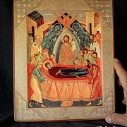 На память: Икона "Успение Богородицы" дерево, ручная работа — фотография 1