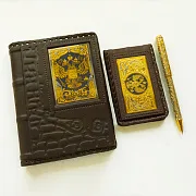 Набор «Ежедневник, кожаная визитница, ручка с гравировкой» — красивый подарок — фотография 4