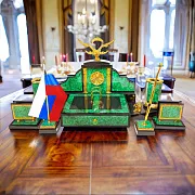 Подарочный письменный набор из малахита "Орел". Златоуст — фотография 1