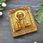 Бронзовая икона "Николай Чудотворец" в золоте — необычный подарок — фотография 1