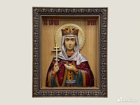 Икона резная из дерева Святая Ирина в подарок