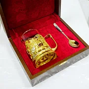Латунный подстаканник «Русская тройка» в подарок — фотография 2