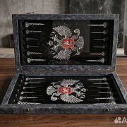 Подарочные нарды под стеклом «Герб России» — фотография 1