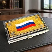 Визитница «Флаг» с эмалью. Златоуст — необычный подарок — фотография 1