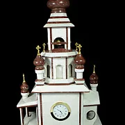 Каминные часы «Церковь» из лемезита и мрамора — красивый подарок — фотография 3