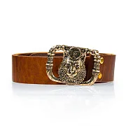 Кожаный ремень «Чертог раса» с бронзовой пряжкой — необычный подарок — фотография 3
