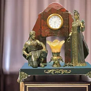 Подарочные часы «Каменный цветок» с яшмой, долеритом и селенитом — фотография 1