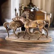 Скульптурная группа «Кобыла с жеребцом» из бронзы — оригинальный подарок — фотография 1