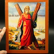 На память: Икона деревянная "Святой Апостол Андрей" — фотография 1