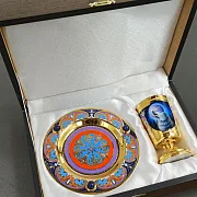 Набор «Волк» с бокалом и блюдом. Златоуст — красивый подарок — фотография 2