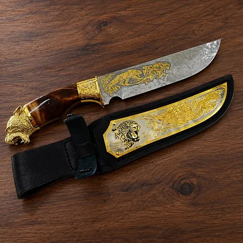 Подарочный дамасский нож «Ягуар» №5